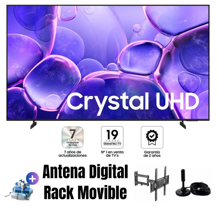 Televisor 75'' Crystal UHD 4K UN75U8000FGXPE 2025 + Ant + Rack Movible