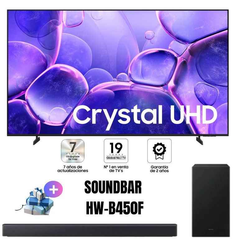 Televisor 75'' Crystal UHD 4K UN75U8000FGXPE 2025 + Soundbar HW-B450F