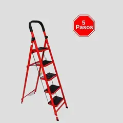 GENERICO - Escalera Plegable de 5 Pasos Antideslizante – Resistente y Segura