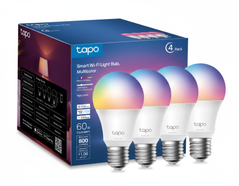 TP-Link - Foco Tapo L530E 4-Pack Smart Wi-Fi Light Bulb Multicolor