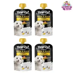 YOWUP - Yogurt Yow Up! para perros con Colageno y Omega 3 y 6 Salmon en pack de 4 sobres