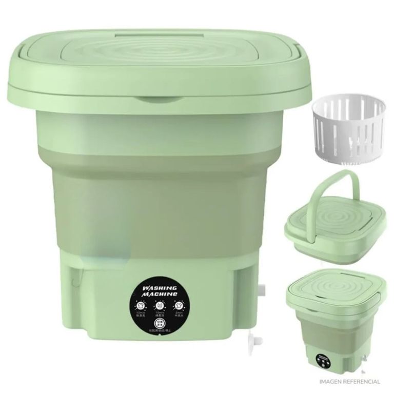 Mini Lavadora Plegable Portatil Verde para Ropa Delicada