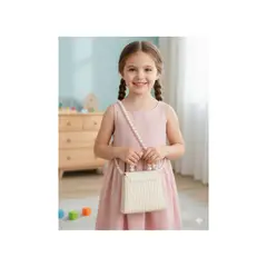 GENERICO - BOLSO HOMBRO Y MANO CON LAZO Y PERLAS PARA NIÑAS