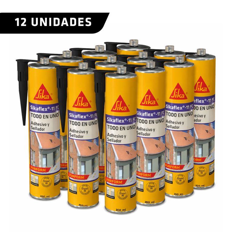 Pack 12 unidades Adhesivo y sellante de juntas Sikaflex 11 Fc Negro