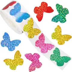 GENERICO - 100 stickers en rollo mariposas con brillo