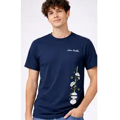 ENKI - Polo Hombre Azul Navy Algodón Jersey con Diseño Panda Slow Hustle