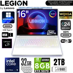 LENOVO - Laptop Legion 7 16IAX10 Intel Core Ultra 9 32GB RAM 2TB SSD RTX 5070-8GB 16" OLED WQXGA - 83KY005NLM