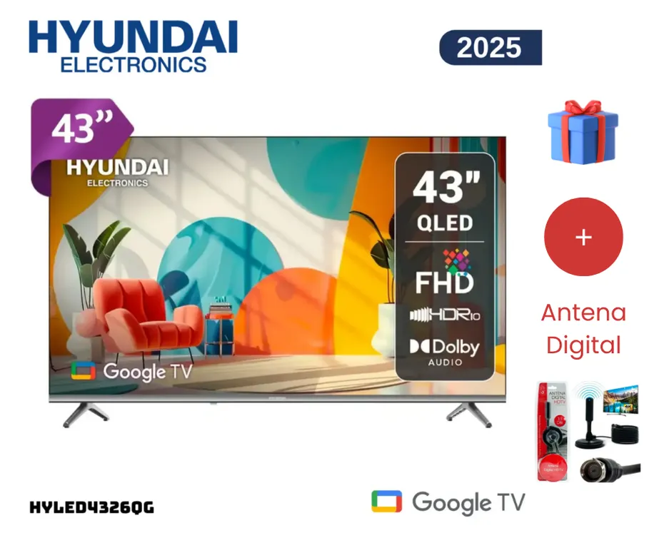 TELEVISOR SMART TV QLED 43 HYLED4326QG + Antena Digital
