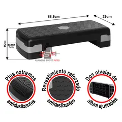 RUNNING SPORT PERU - Step Aeróbico Importado 2 Niveles Gimnasio Fitness