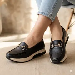 GENERICO - Mocasines Casuales Mujer De Cuero Legitimo