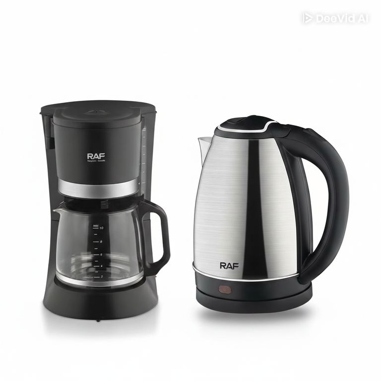 Combo RAF Cafetera 1.2Lts 10 Tazas + Hervidor Eléctrico 2Lts Inox