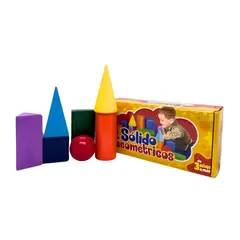 GENERICO - Set de 7 Sólidos Geométricos de Madera - Material Educativo Didáctico