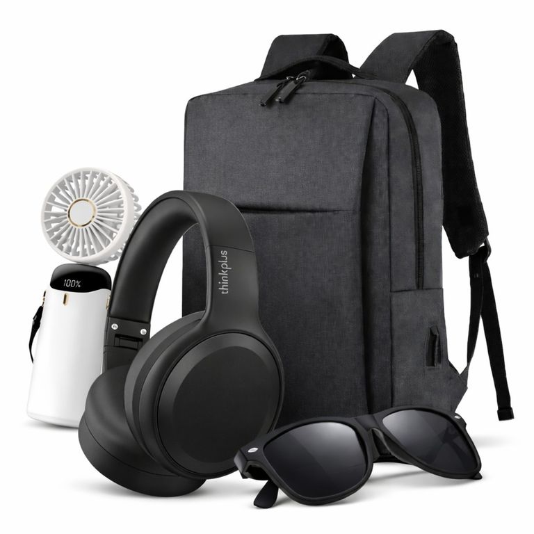 Audifonos Over ear + Mochila Portalaptop + Lentes de Sol + Miniventilador Portatil