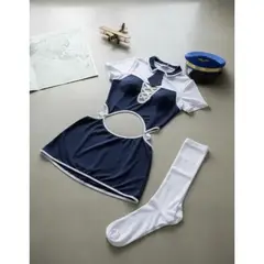 GENERICO - LENCERIA SEXY DISFRAZ AVIADORA TRANSPARENTE TALLA S-M-L