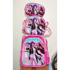 GENERICO - MOCHILA GUERRERA KPOP TRES PIEZAS CON RUEDAS - DESMONTABLE COLOR ROSA