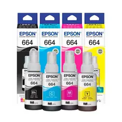 EPSON - Kit 4 Tinta T664 EcoTank L200, L300, L350, L1455 Original - 70ml