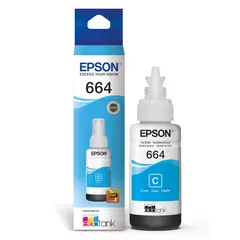 EPSON - Tinta T664 Cian EcoTank L200, L300, L350, L1455 Original - 70ml