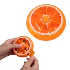 GENERICO - PACK X2 PASTILLERO ORGANIZADOR DISPENSADOR NARANJA / NARANJA 7 RANURAS CON BOTÓN