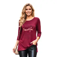 MARTINELA - BLUSA CON DISEÑO Y MANGA MUJER - GUINDA