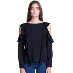 MARTINELA - BLUSA COLD SHOULDER MUJER - NEGRO