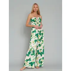 MARTINELA - ENTERIZO SATINADO CON DISEÑO JOANNA MUJER - BLANCO Y VERDE