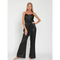 MARTINELA - ENTERIZO SATINADO CON ENCAJE SUSANNA MUJER - NEGRO