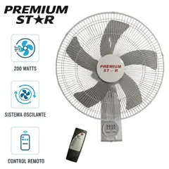 GENERICO - Ventilador de Pared con control Remoto Premium Star 18 Pulg Blanco 200 W
