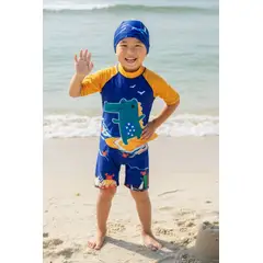 GENERICO - Ropa de Baño Azul para Niño UV Cocodrilo Verde Surfeando