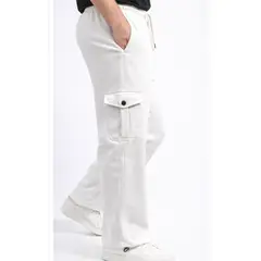 ENKI - Pantalón Cargo Perla Hombre Algodón Franela Premium Urbano