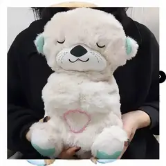 GENERICO - PELUCHE NUTRIA HIPOALERGÉNICO LUZ MUSICAL RESPIRACIÓN COLOR CLARO