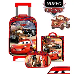 DISNEY PIXAR - Set de Mochila con Ruedas Oficio Lonchera y Cartuchera Cars