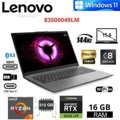LENOVO - Laptop IdeaPad Gaming 3 15ARH7 15.6" FHD 144Hz Ryzen 7 7735HS 16GB RAM 512GB SSD RTX 3050 6GB