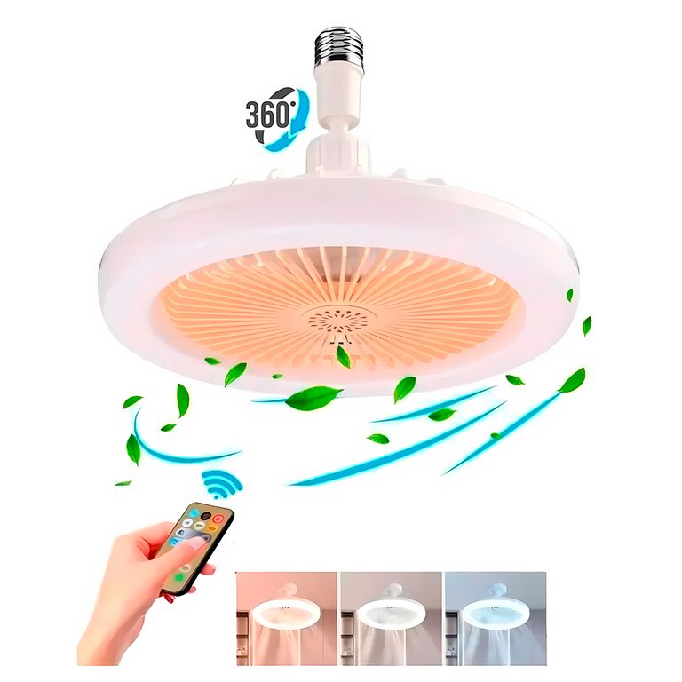Foco Ventilador De Techo Giratorio Con Control