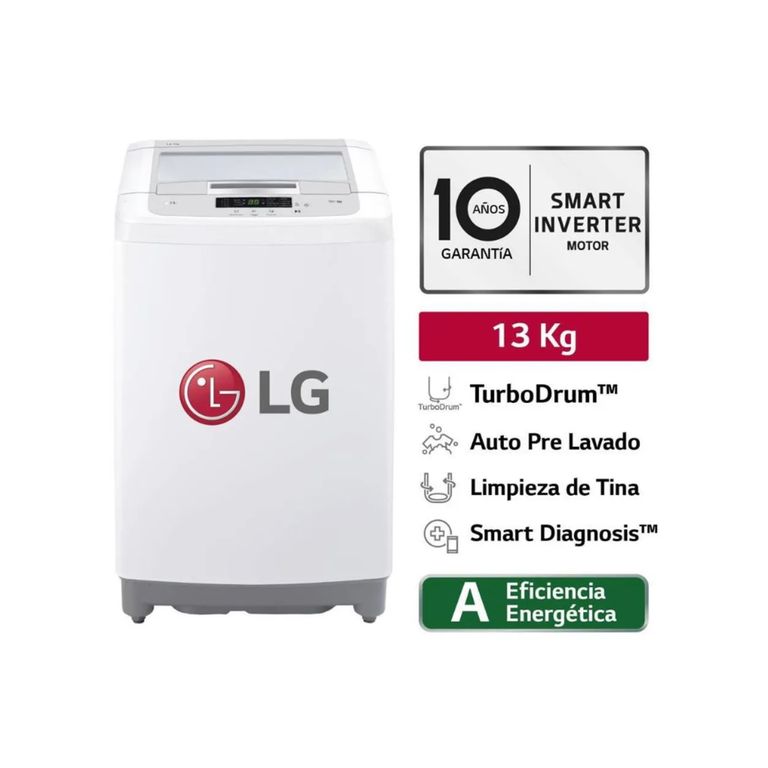 Lavadora Carga Superior Smart Motion con TurboDrum 13 Kg WT13WPBK