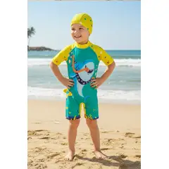 GENERICO - Ropa de Baño Celeste para Niño UV Tiburon Pirata
