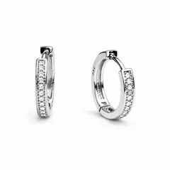 GENERICO - Aros Argolla Acero Inoxidable Tono Plata con Cristales 1.5 cm