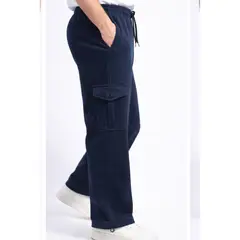 ENKI - Pantalón Cargo Azul Acero Hombre Algodón Franela Urbano Premium