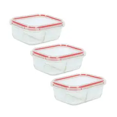 TRIKO - 3 Tapers Vidrio Borosilicato 630ml Herméticos Rectangular