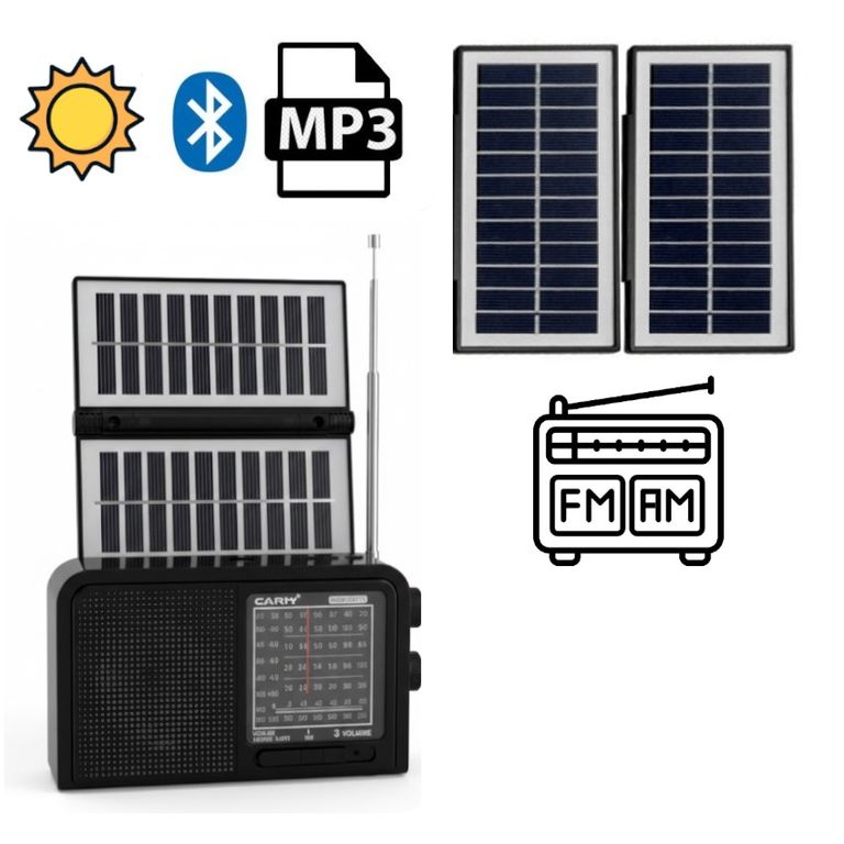 Radio Solar Portátil Doble Panel Abatible Panel Solar Batería Incluida 18650
