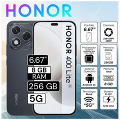 HONOR - Celular 400 Lite 5G 8GB RAM 256GB 6.7" Pulg. Android 15 - Negro