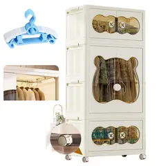 GENERICO - Armario portátil plegable cómoda ropero para niños 130x65cm + colgadores