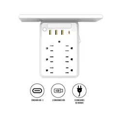 S&T - Multipuerto de carga con Soporte 15A USB Tipo C HHT106 Blanco
