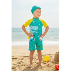 GENERICO - Ropa de Baño para Niño UV Dinosaurio Celeste Cantando