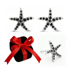 KARMY - Aretes Mujer Estrella De Mar Regalo Mamá Cumpleaños Plata 950