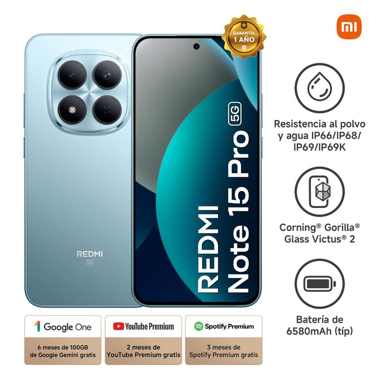 CELULAR XIAOMI NOTE 15 PRO 5G 8GB RAM 512GB ROM COLOR GLACIER BLUE