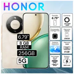HONOR - Celular Magic 8 Lite 5G 8GB RAM 256GB 6.79" Pulg. MagicOS 9.0 - Dorado Amanecer