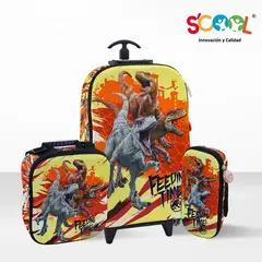 SCOOL - Set de Mochila Escolar Con Rueda 3D Full Jurassic
