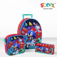SCOOL - Set de Mochila Escolar Con Rueda 3D Ranger Sonic