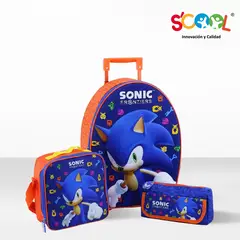 SCOOL - Set de Mochila Escolar Con Rueda 3D Ranger Sonic Azul
