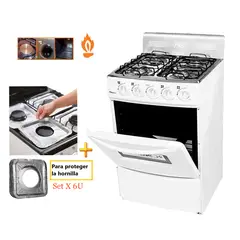 FADIC - Cocina con respaldar y Horno 20 Sami 4H Blanco +Protector